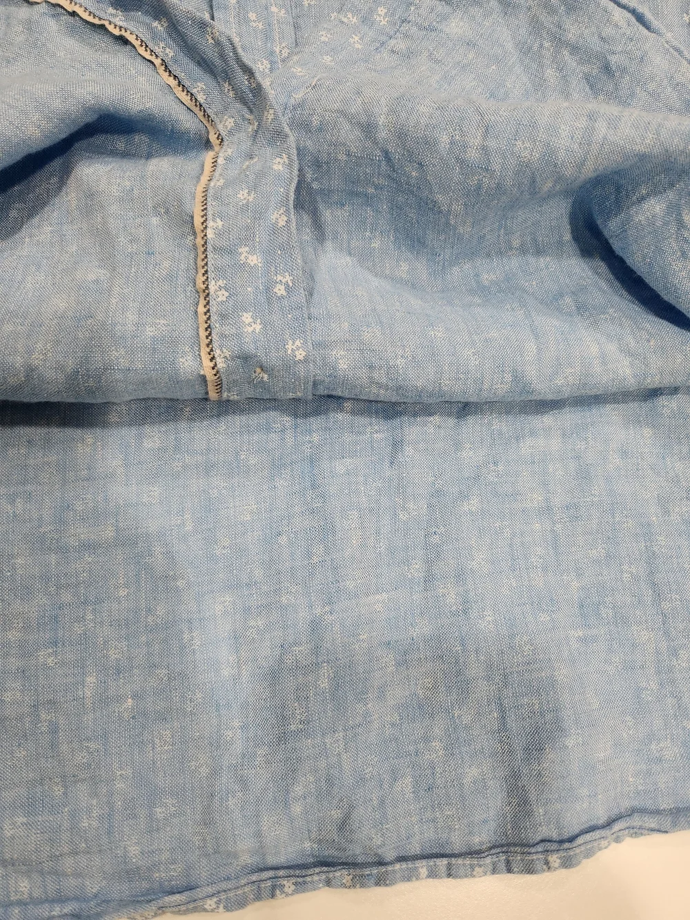 Banana Republic Blue Floral 100% Linen Camden Fit Short Sleeve Shirt Size L